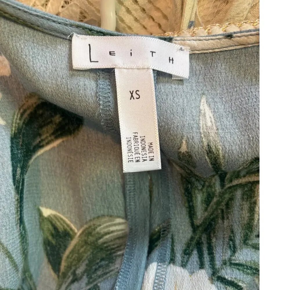Leith Tropical Floral Wrap Dress XS Sleeveless Summer Feminine Cottage - Picture 6 of 8
